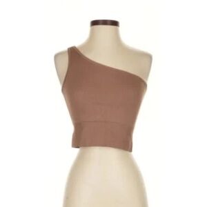 Athleta One-Shoulder Tan Crop Top